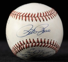 PETE ROSE - AUTOGRAPHED SIGNED BASEBALL WITH CO-SIGNERS