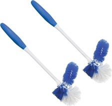 2 Pack Toilet Brushes with Grip Handle, Under Rim Scrub, Full Bowl