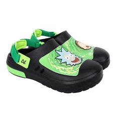 Ground-Up Rick and Morty Men's Slip-on Black Back Strap EVA Clog Sandals: 12