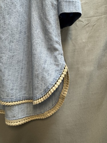 J. Jill Denim Size M Embroidered Blue Chambray Peasant Tunic Top Lagenlook Boho - Picture 5 of 17