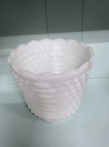 Vintage Fenton Milk Glass Hobnail Round Vase, 126