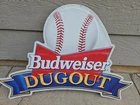 Large Vintage 1994 Budweiser Beer Baseball Dugout Embossed Metal Sign 36"x24"