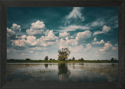 Wolkiges Wasser Reflexion gerahmtes Wandbild Poster Leinwanddruck Bild