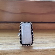 Large Rectangular Mother of Pearl Ring size 7.5 Sterling Silver