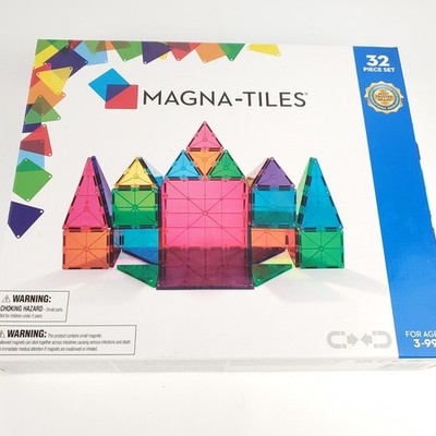 Magna-Tiles 02132 Clear Colors 32 Piece Set COMPLETE 