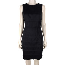Calvin Klein Black Tiered Pleated Sleeveless Sheath Dress Size 4