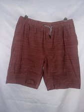 DEPARTWEST Men's Brown Flat Front Drawstring Shorts Elastic Waist Pockets Casual