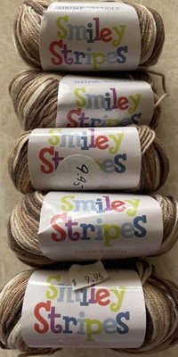 LOT of 5, Sirdar SMILEY STRIPES Bamboo/Wool Blend, 50gm/95m, col#265, Browns