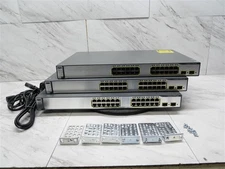 Lot of 3 Cisco Catalyst WS-C3750-24TS-S 24-Port Ethernet Switch w/ Rack Ears
