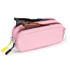 Double Glasses Case, Soft Dual Eyeglass Sunglasses Pouch, Portable Travel Pink
