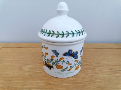 Portmeirion Botanischer Garten Deckeldose 5,5'' Besen Badezimmer Glas Aufbewahrung Vintage