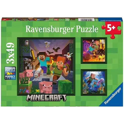 Ravensburger RVB05621 3 Puzzle da 49 Pezzi - Minecraft