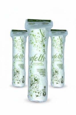 Sofetts 3pk Beauty Spunlace Organic Rounds Soft 80 Ct. Ea. Cotton Pads 240 Total