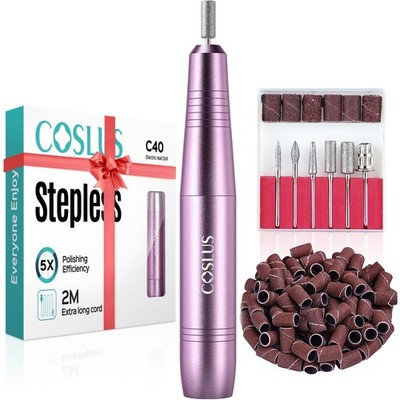 COSLUS C40 Electric Nail Drill File Professional: for Acrylic Gel Dip Powder Nai