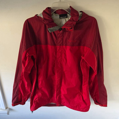 Marmot Men's Hooded Zip Rain Jacket Red Size S Regular Fit Nylon Shell