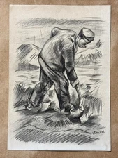 Vincent van Gogh Drawing (Handmade) Very well preserved antique paper