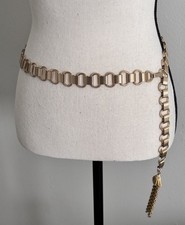 Vintage NAPIER Chain Link Tassel Belt, Goldtone waist chain