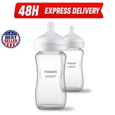 Philips Avent Natural Glass Baby Bottles 8 oz Medium Flow BPA-Free 2 Pack