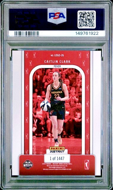 PSA 10 Caitlin Clark 2025 Panini Instant WNBA THE LOGO Print Run /1447 view 2