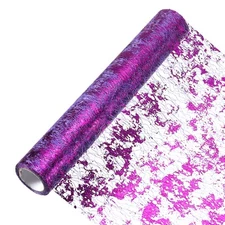Deep Purple Table Runner 11" x 180" Metallic Foil Thin Mesh