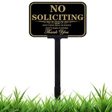 14 x 10 Inch Large No Soliciting Sign with Stake Outdoor Yard Signs for House