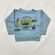 60s 70s Kids Vintage Plymouth Massachusetts Souvenir Sweatshirt 18m-3T