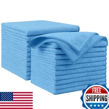 AIDEA Microfiber Cleaning Cloths Blue 20PK Car Home Kitchen Window Lint-Free 12x