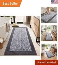 Elegant 2x4 Ft Non-Slip Microfiber Runner Rug   Soft  Absorbent Grey Bath Mat