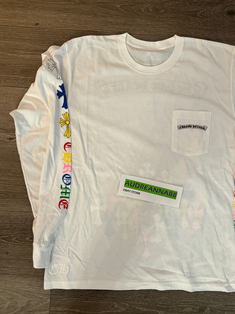 Chrome Hearts Multi Color Cross L/S T-shirt White XL NEW WITH
