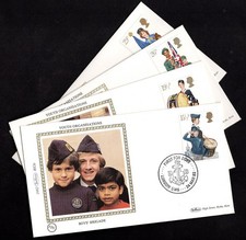 Benham Silk First Day Cover Stamps Youth Organisations 1982 Set of 4 FDC