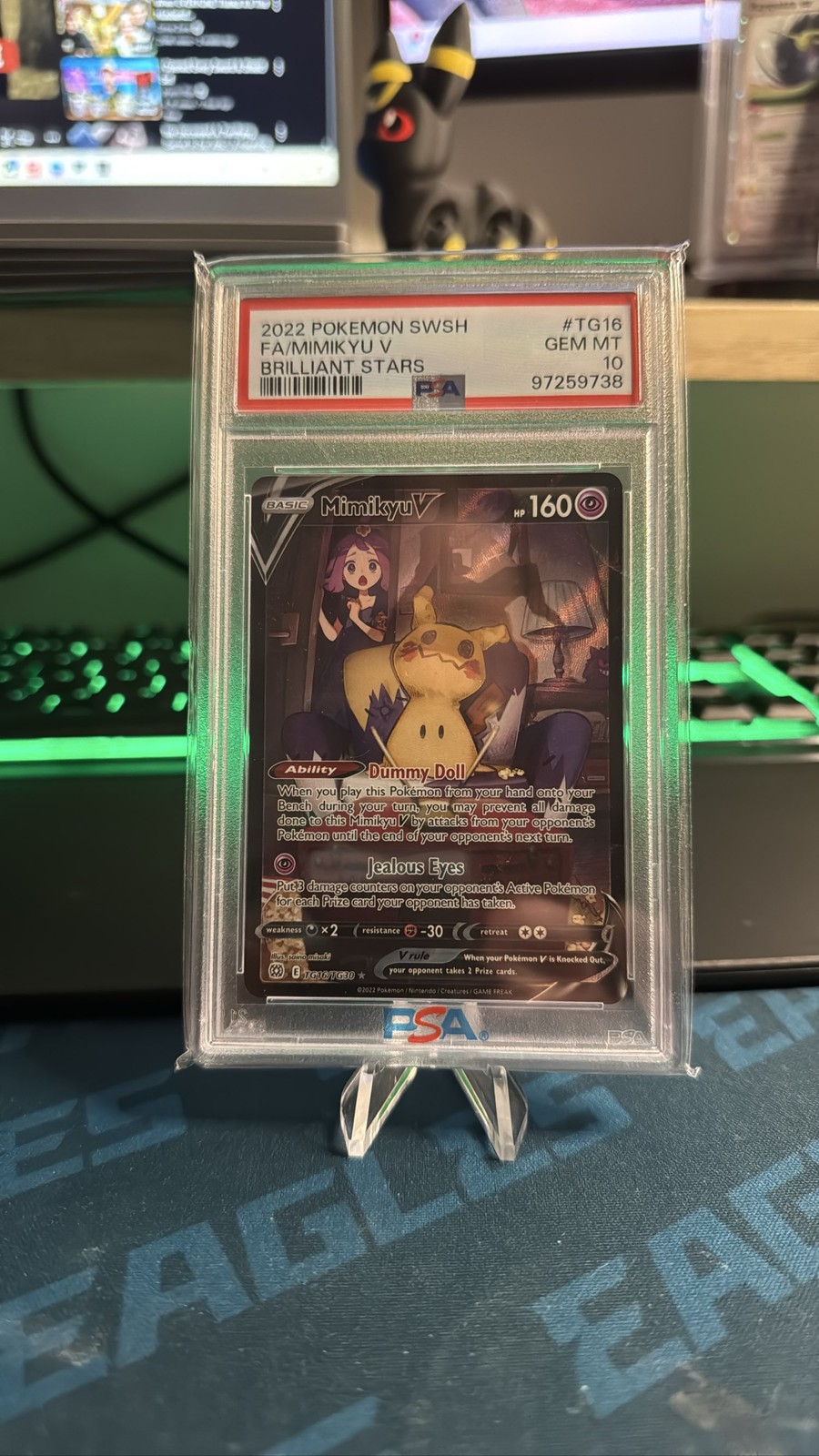 2022 Pokemon Brilliant Stars Mimikyu V TG16/TG30 Full Art PSA 10 GEM