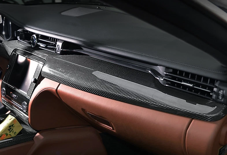 For Maserati Quattroporte 14-21 Carbon Fiber Inner Dash Panel Cover Trim Strips Foto 2 de 4