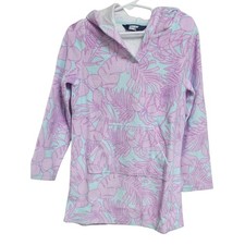 Kids Long Sleeve Hooded Front Pocket Terry Cloth Swimsuit Cover-Up Size L