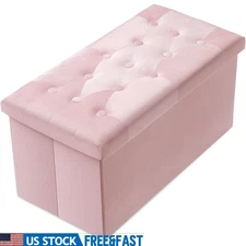 Extra Large Ottoman Storage Velvet Folding Stool Footrest Organizer Bench Home