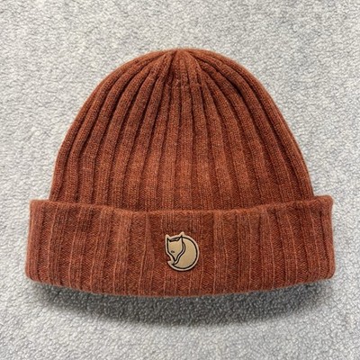 Fjallraven Byron Hat Rib Knit Beanie Acorn Brown Wool Blend One Size