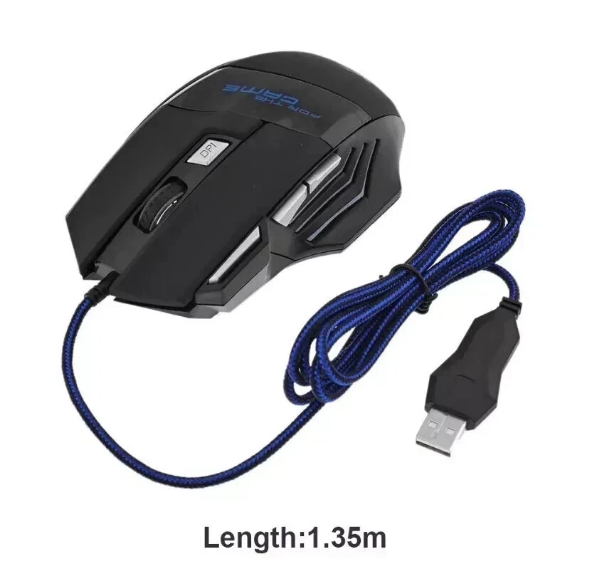 LED Optical PC Gaming Mouse USB Wired Programmable 7 Buttons 5500 DPi Mice Gamer - Image 4 of 4