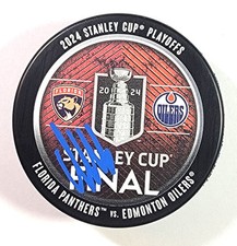 Aleksander Barkov Signed Florida Panthers 2024 Stanley Cup Hockey Puck Beckett 