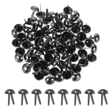 80Pcs Brads Paper Fasteners, 12x20 mm Metal Round Head Split Pins, Black