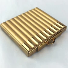 Vintage K&K KOPLER & KOPIT Ladies' Gold Tone Square Ridged Makeup Compact