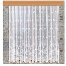 Edler Florentiner-Store Dorothea mit Blumenranken Weiß hochwertige Tüllstickerei