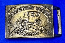 Vintage Henry Ford Detroit Record Year Model T Car Auto Collectors Belt Buckle