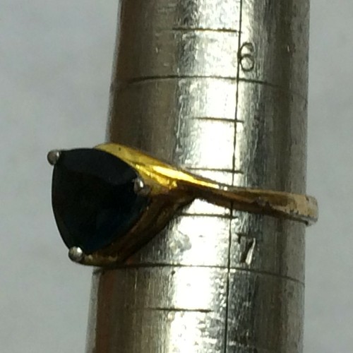 Ladies Cocktail Ring Size 6.5 Blue-Green Stone - Picture 3 of 9