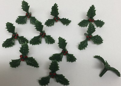10 x kleine Mini Kunststoff HOLLY festlich WEIHNACHTEN Tortenaufleger Basteln Culpitt XMAS