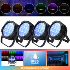 4PCS IP65 Outdoor 12X18W RGBWA UV 6IN1 DMX LED Par Can Wash Battery Par Lights