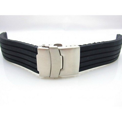 HNS Silicone Soft Rubber Diver Black/Orange SS Watch Replacement Strap/Band - Picture 14 of 24