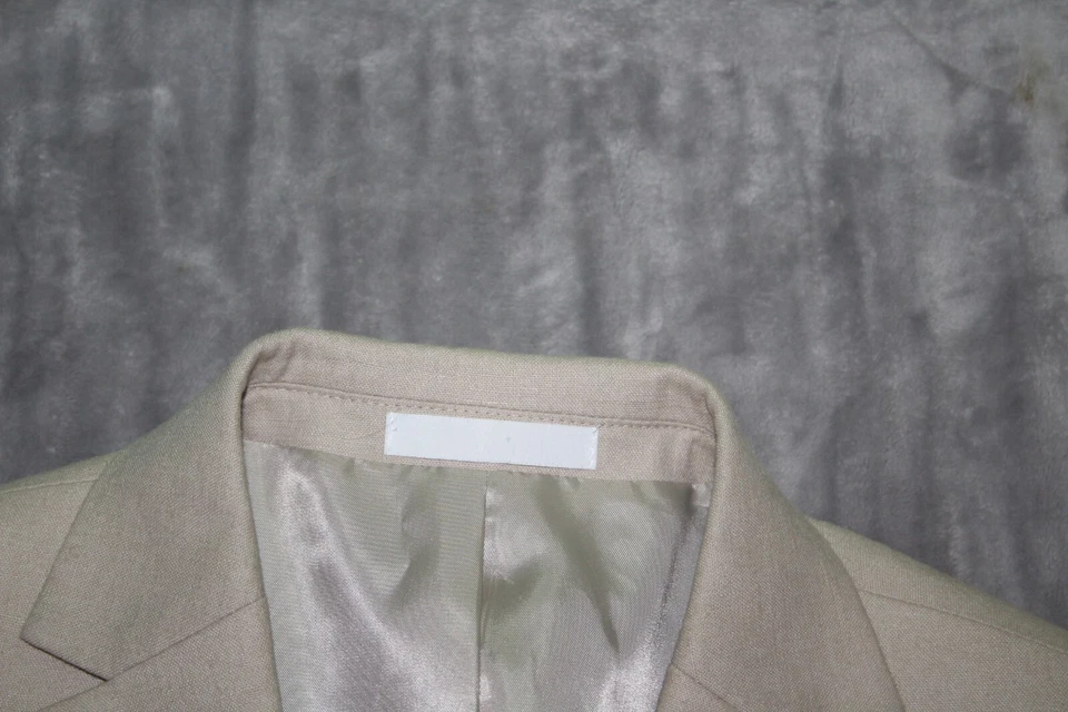 Chaqueta Blazer Brooks Brothers 18R Beige Tostado Mezcla de Lino 2 Botones Doble Ventilación Clase Foto 3 de 4