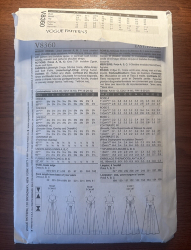 Vogue V8360 Misses' Dress size A (6-8-10) Unused - Picture 3 of 4