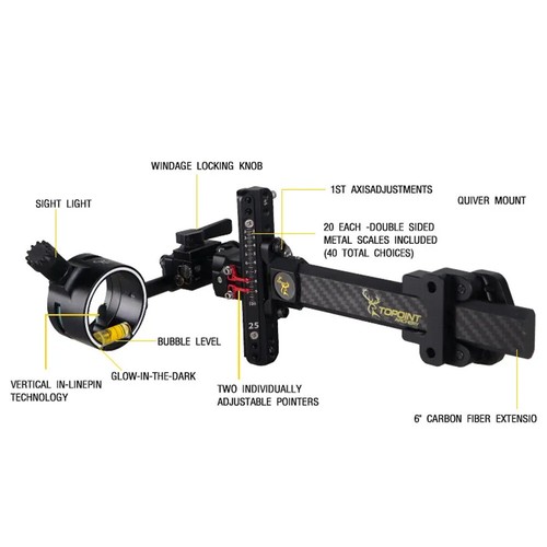 Archery Bow 1-Pin Sight 4/6/8x Lens Compound Bow Adjustable Shooting Hunting - Picture 4 of 22