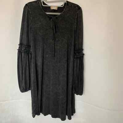 Altered State Distressed Boho Style Dress/Shirt Charcoal Gray Size Medium