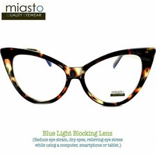 2 PAIRS/ COLORS MIASTO BIG CAT EYE COMPUTER READING GLASSES 2.00 ANTI-BLUE LIGHT